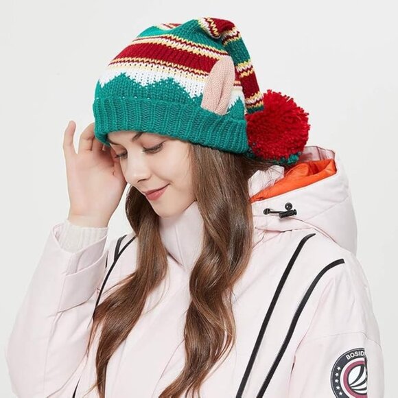 Christmas Elf Knitted Beanie Hat - Funny Beanie For Xmas, Parties & New Years - Picture 2 of 10